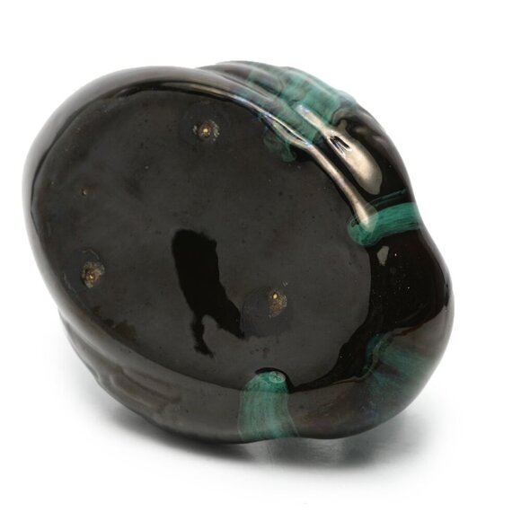 Vintage Blue Mountain Pottery Style Swan Bowl Drip Glaze Art Teal Black Goose - Picture 4 of 7